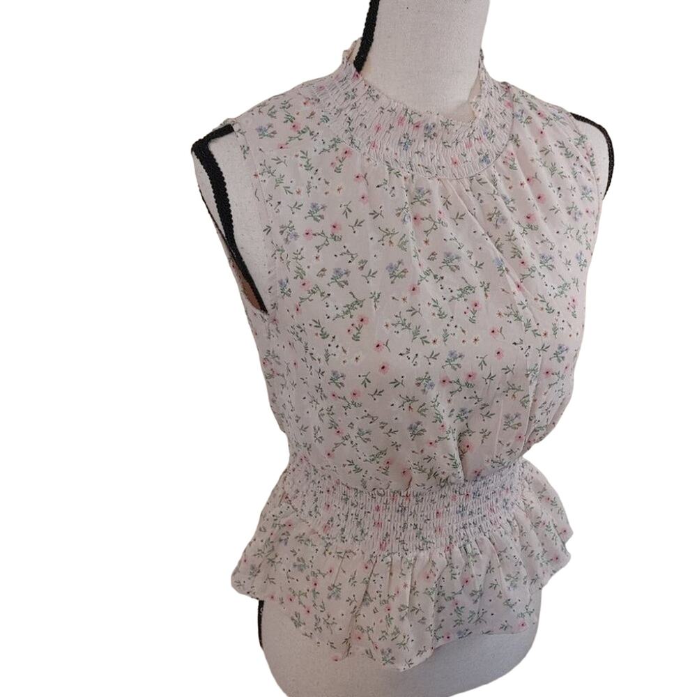 Japna Floral Peplum Size Small Sleeveless Cottage Core Kawaii Sleeveless Blouse - Picture 8 of 9